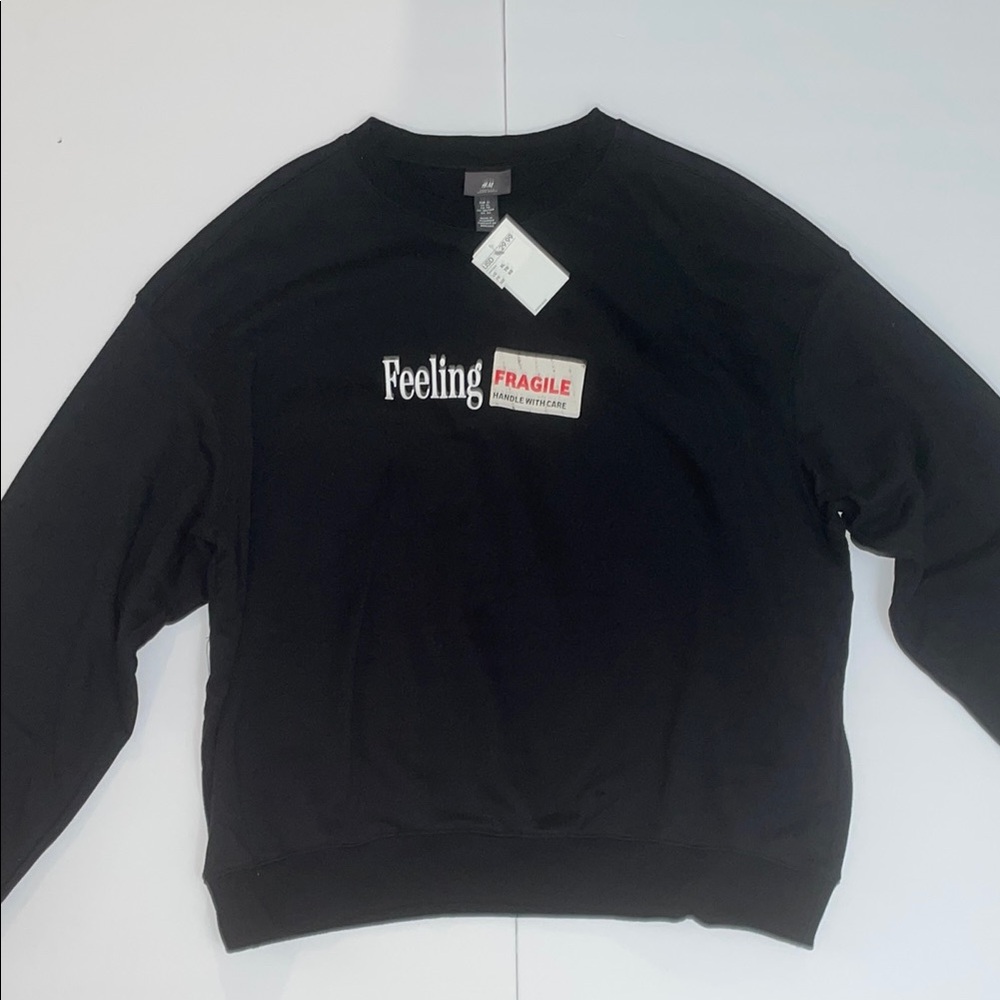 H&M Black Men's “Feeling Fragile”Sweatshirt Crewneck